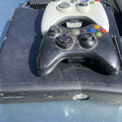 Xbox 360 With Adapter & 2 Controllers 