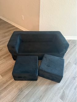 Milliard Grey Kids Couch - Modular Kids Sofa for Toddler and Baby, Velour Cover