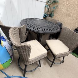 Backyard Table With Fire Circle In The Middle