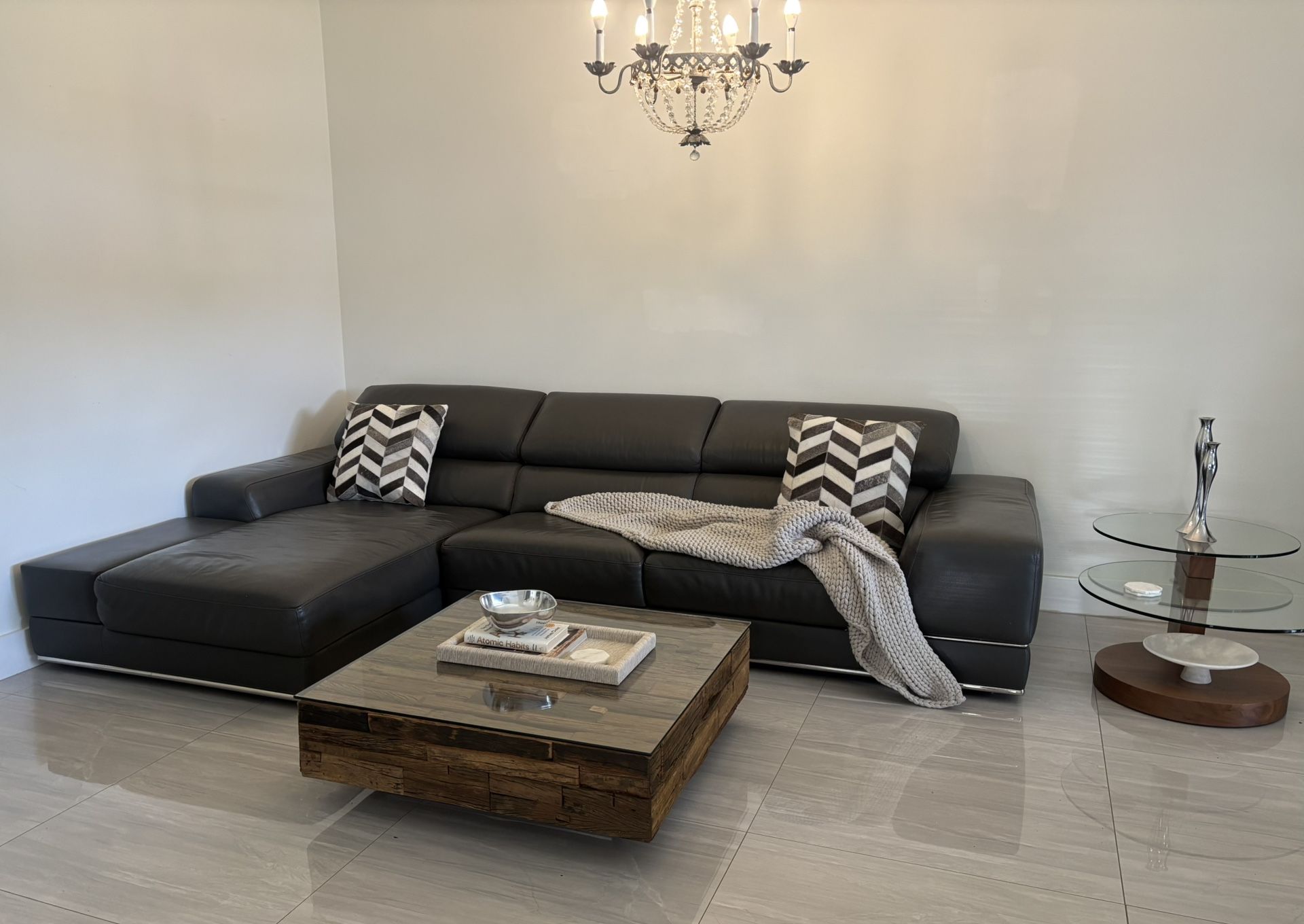 Modani Leather Sectional Sofa Couch