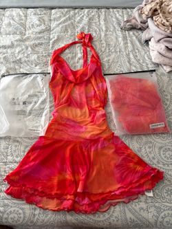 Mini Dress Red Orange Floral