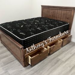 Queen Bed And Mattress With Drawers 