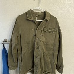 Free People Military Jacket – Beaded Sleeve Detail (Women’s M)