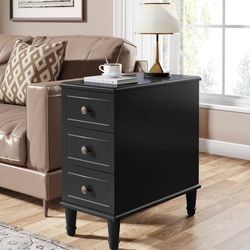 Brand New Black 3-Drawer Nightstand / Side Table – Modern Storage Table