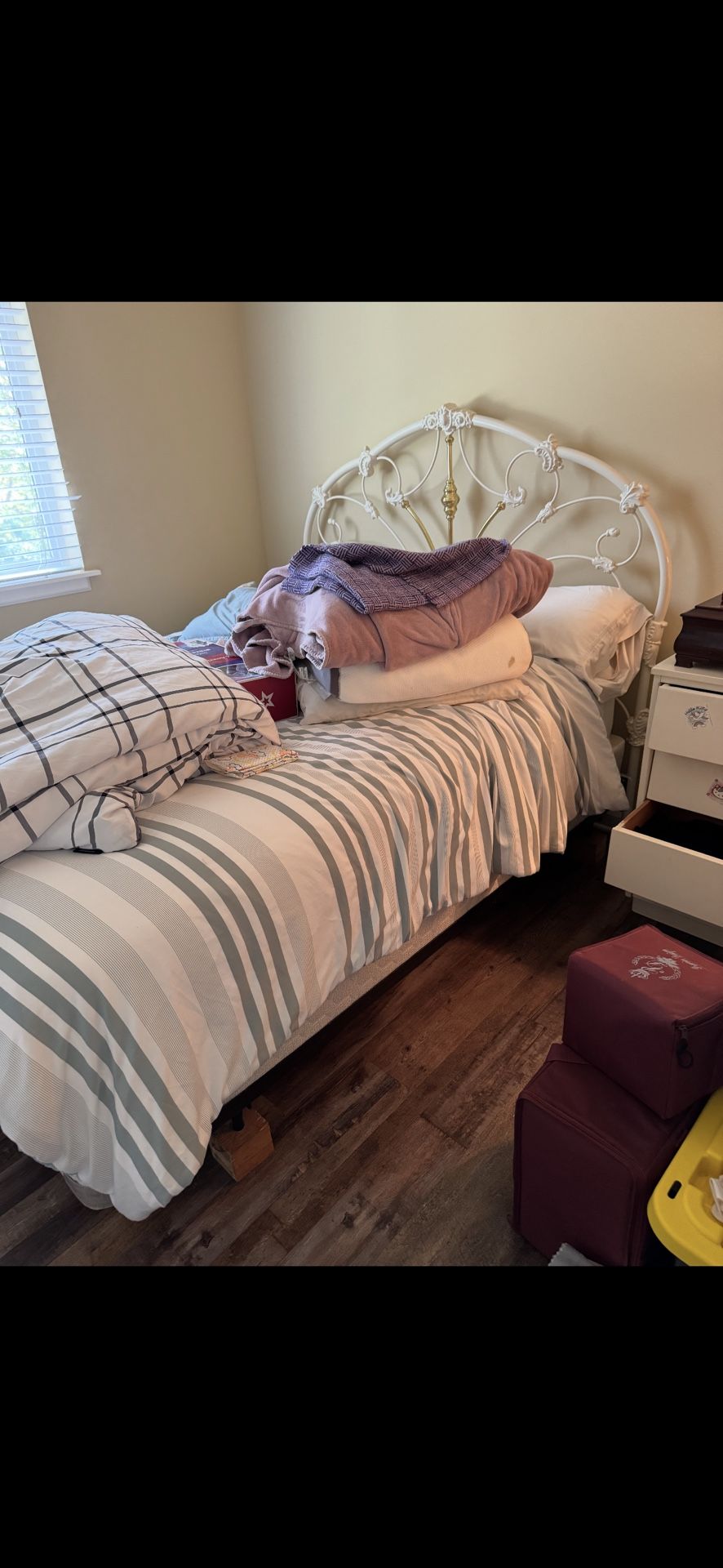 Queen Size pillow, Top Mattress, And Boxspring, headboard, And Frame