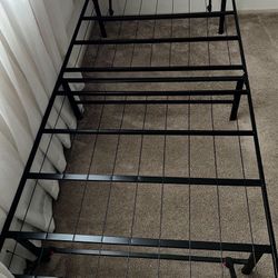 Black Steel Frame Twin Foldable Platform Bed. Size 3.5x6.5 Ft. New