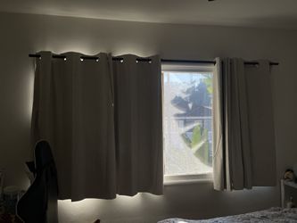 Linen Black Out Curtains with Rod. 