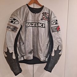 Joe Rocket Suzuki GSXR Silver Leather Padded/Armoured