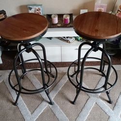 (2) Farmhouse Swervo Height Adjustable Bar Stools