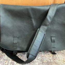 Black Leather RedEnvelope Crossbody Messenger Bag