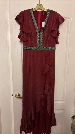 Deep Red Sparkle Evening Dress