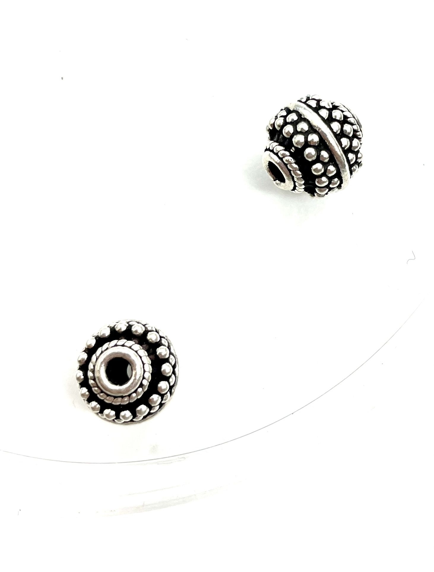 Pair Of 10mm Sterling Silver Bali Beads