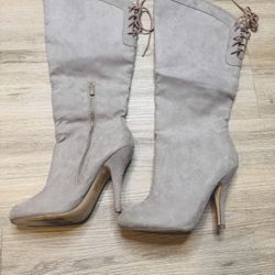 Call It Spring Gray Heeled Boots with Stiletto Heel