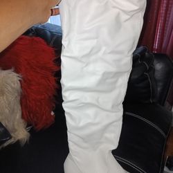 White Fall Thigh High Boots Size 11
