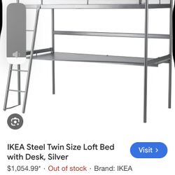 IKEA Svarta Loft Bed With Full Desk - Metal