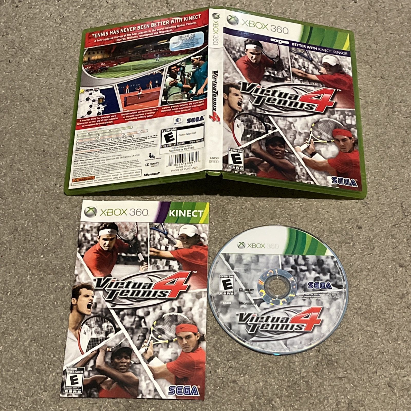 Virtua Tennis 4 (Microsoft Xbox 360, 2011) Complete CIB w/ Manual
