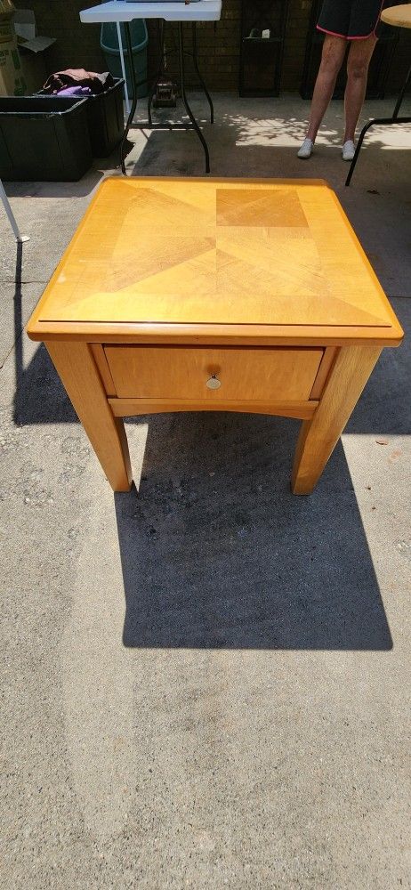 3 Peace Coffee Table And Two End Tables All Wood.