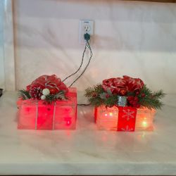 2 glass Box Xmas Decor 