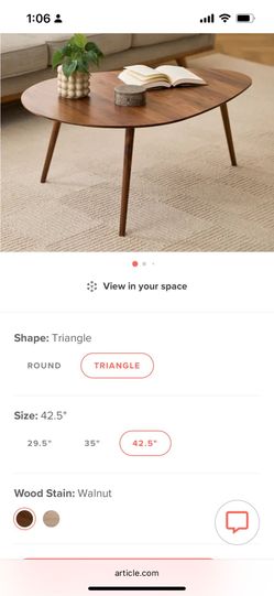 BRAND NEW - Article Amoeba 42.5” Coffee Table (walnut