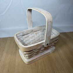 Small Handmade Woven Wood Basket with Handle