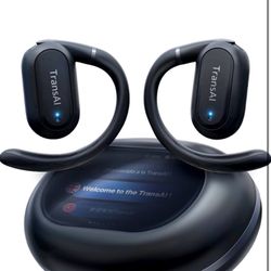 Translation Earbuds Real-time, Phone Call Translator Earbuds with Adjustable Ear Hook Open-Ear 3-in-1 AI Interpreter Ear Bud Supports Business Travel 