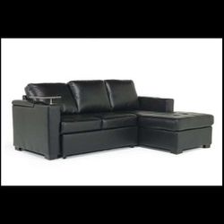 Black Leather Couch With Pull Out