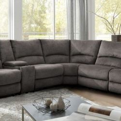 Brand New Grey Super Plush Power Reclining Sectional Sofa 