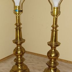 Stifle Mcm Modern Hollywood Regency Brass Lamps 24 Inch