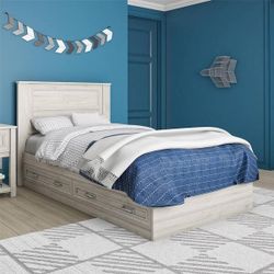 *Brand New* Sierra Ridge Levi Light Walnut Twin Bed with Storage Drawers