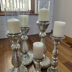 Mercury glass candle holders - Set Of 5. 