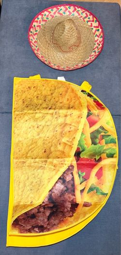 Adult Taco Tunic Costume W/ New Sombrero Set- sizing OSFM