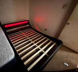 Black Bed Frame with LED Headboard