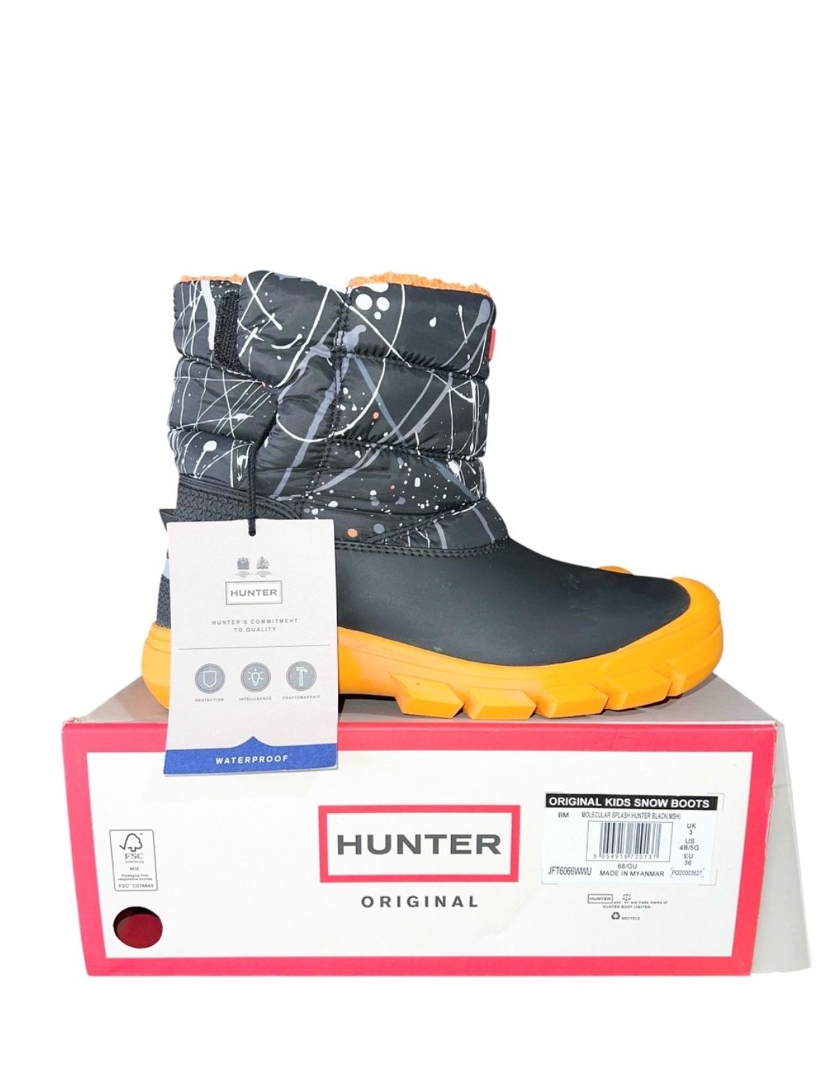 Boys/Big Kids Hunter Winter Molecular Splash Waterproof Insulated Original Kids Snow Boots