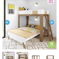 Mid Century Modern Twin over Full Loft Bed