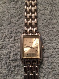 Geneva silver tone watch and link band