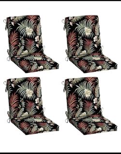 Set Of 4-New Arden 20”x44” Outdoor Patio Dining Chair Cushions, Simone Tropical