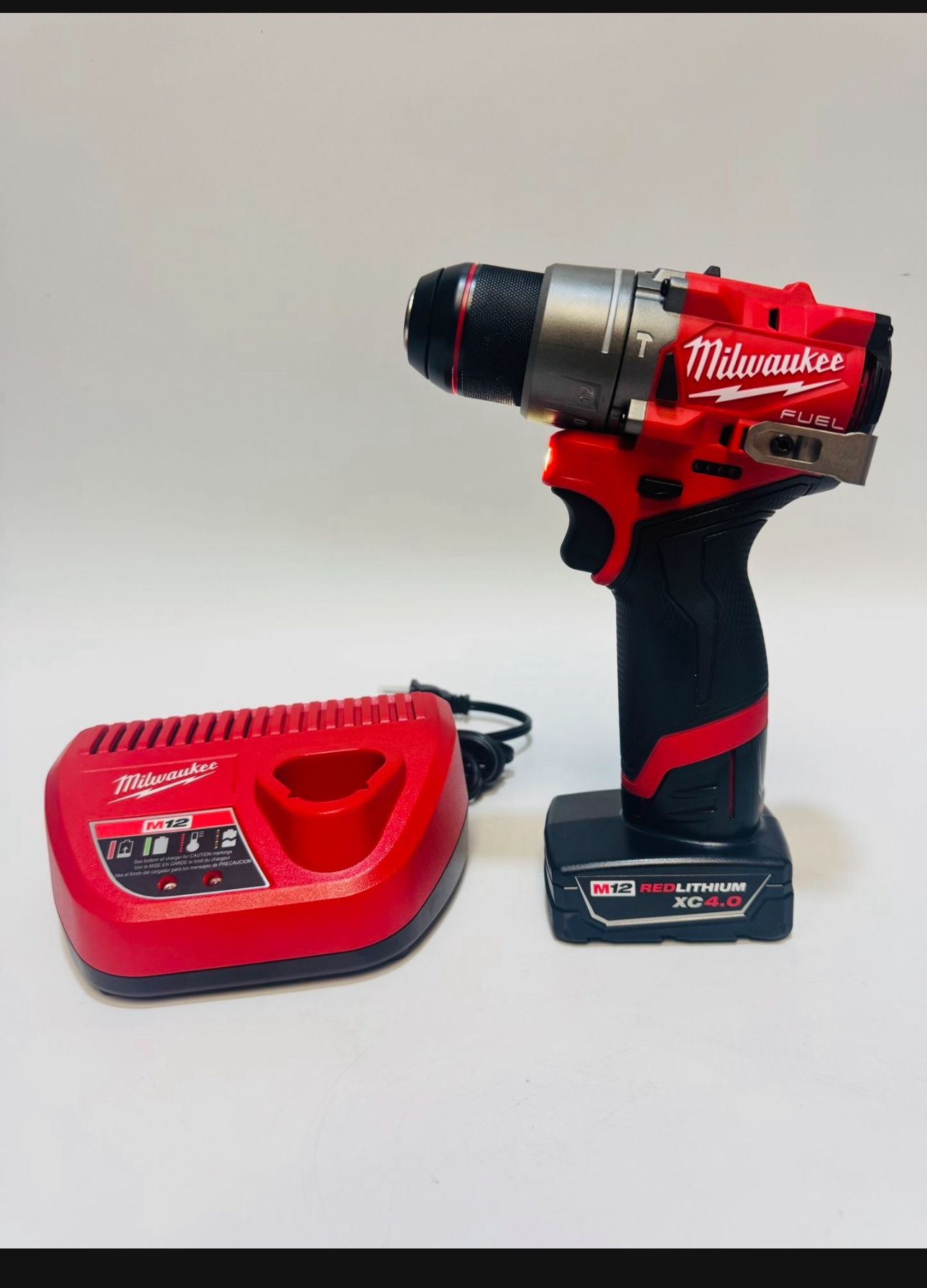🚀 Milwaukee M12 Fuel 1/2” Hammer Drill/Driver + 4.0 M12 Battery + Charger 