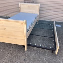 Wood Twin Trundle Bed with Box Spring 