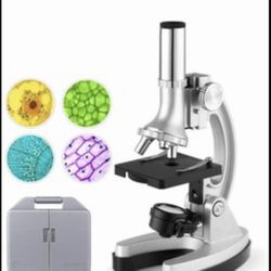 Microscope 300X-600X-1200X Magnification 70pcs+ Accessory Set with Metal Arm and Mini Projector for Beginners
