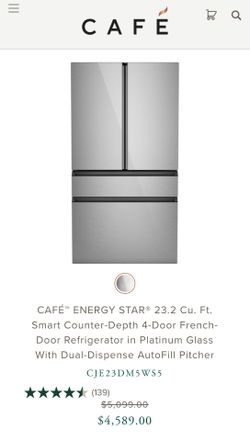 Café Counter Depth 4 Door French Door Refrigerator in Platinum Glass