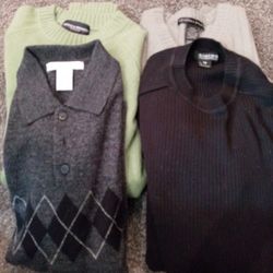 Men's Four New Sweaters 3 Medium/ 1 Small