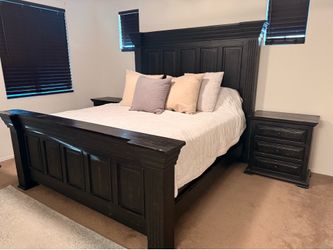 Rustic Wood California King Poster Bed Set - Espresso
