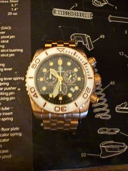 Deep Blue Sea Ram 500 Chronograph Watch – Rose Gold / White Ceramic Bezel