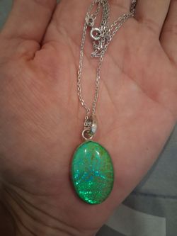 Sterling silver necklace with Opal Green pendant