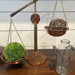 Vintage Amber Glass and Copper Scales
