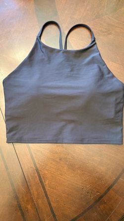 Old Navy Active PowerSoft High Neck Keyhole Back Crop Tank Top Sports Bra Black Large