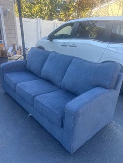 Blue Fabric 3-Seat Sofa bed