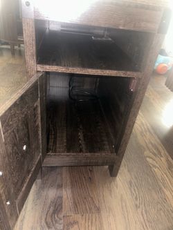 Dark Brown Wood TV Stand with Cabinet