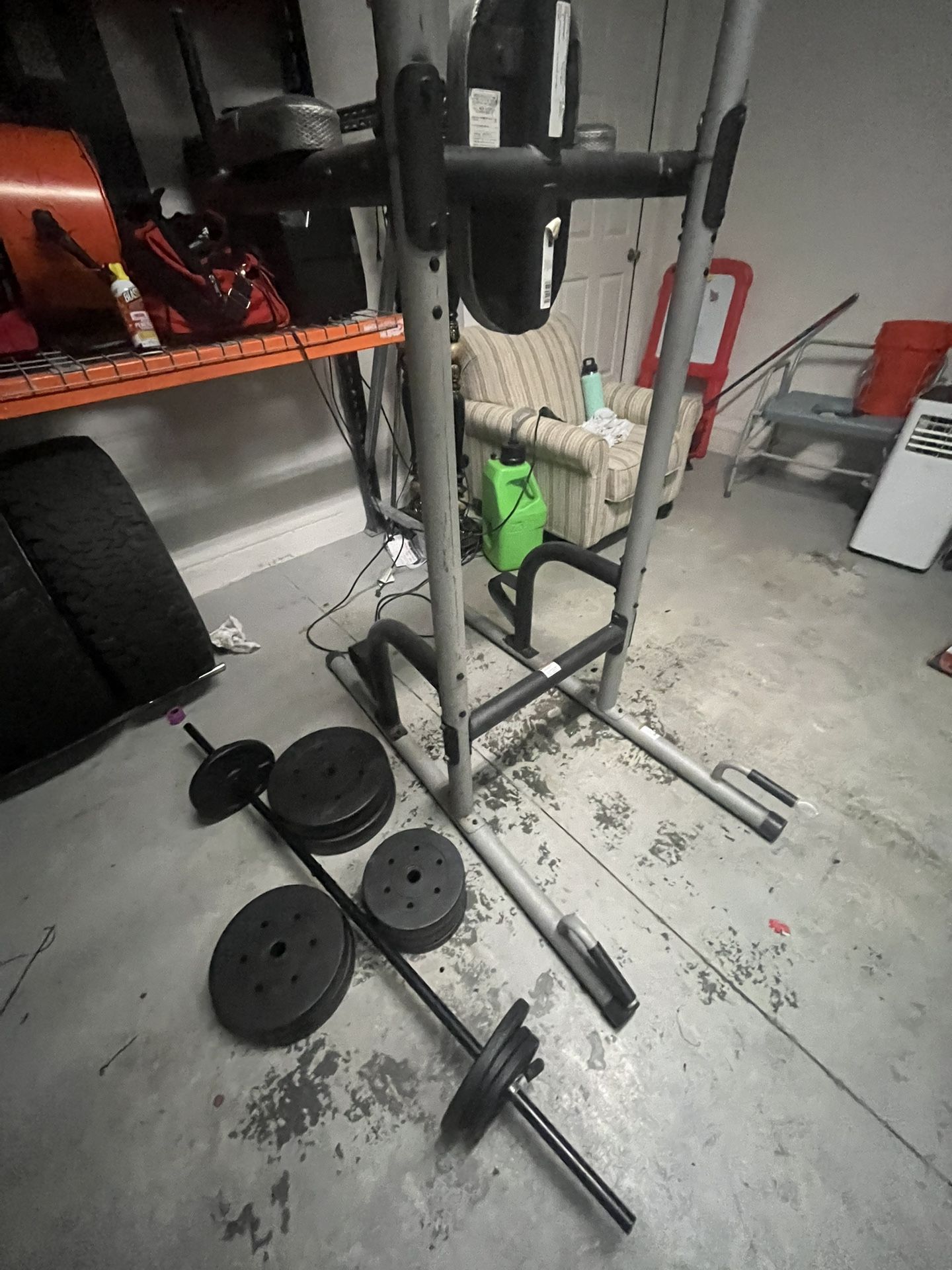 Weights And Pull Up And Dip Bench 