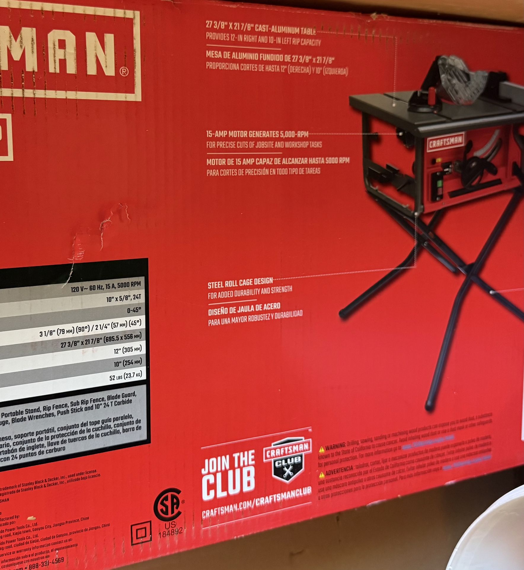 Craftsman 15 Amp 10 Inch Table saw